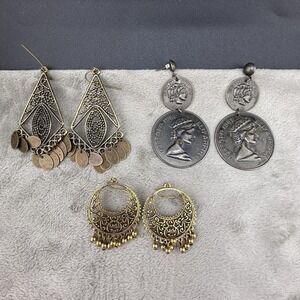 Vintage‎ Pierced Dangle Earrings Lot 3 Pair